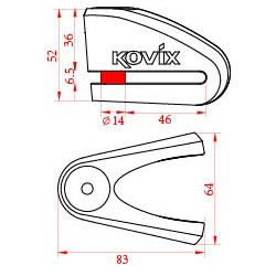 Kovix KV2 Disc Lock - 14mm PIN Material: Stainless Steel Color: Stainless Steel Two attack points defense