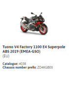 Tuono V4 Factory 1100 E4 Superpole ABS 2019 (EMEA-GSO)