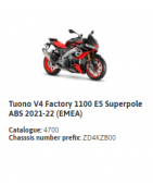 Tuono V4 Factory 1100 E5 Superpole ABS 2021-22 (EMEA)
